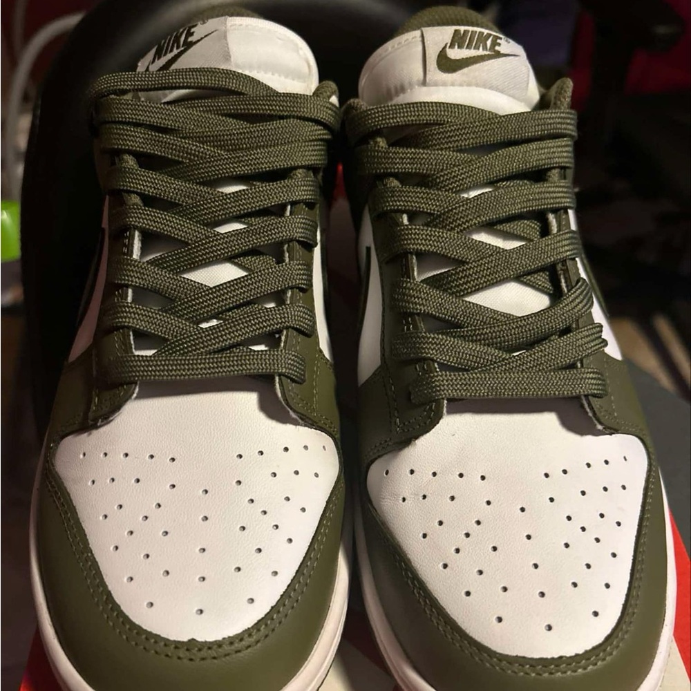 Olive-White Low Dunks